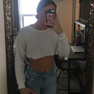 Waffle Long Sleeve Crop Top